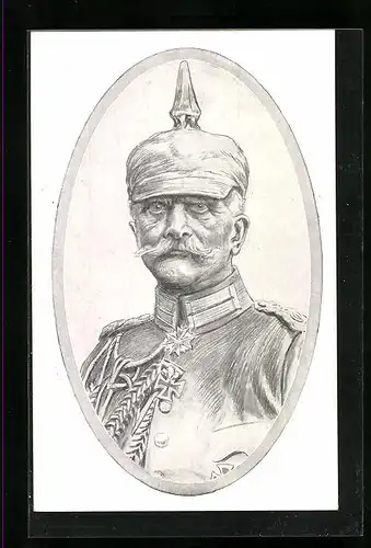 Künstler-AK Generalfeldmarschall von Mackensen in Uniform mit Pickelhaube