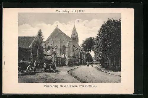 AK Beaulieu, Strassenpartie mit der Kirche