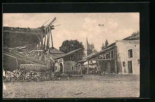AK Aure, Partie an zertrümmerten Häusern