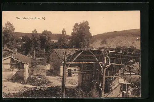 AK Semide, Blick auf den zerstörten Ort