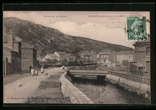AK Fromelennes-Flohimont, Uferpartie mikt Brücke