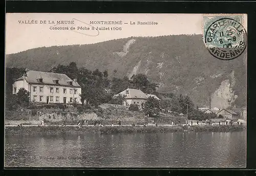 AK Monthermé, La Rocaillére, Concours de Peche 8 Juillet 1906