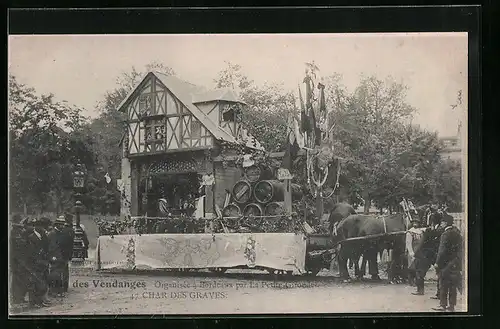 AK Bordeaux, Fete des Vendanges, Char des Graves, Organisee a Bourdeaux par La Petite Gironde