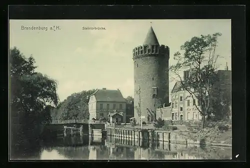 AK Brandenburg a. H., Partie an der Steintorbrücke