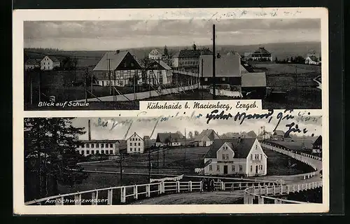 AK Kühnhaide b. Marienberg /Erzgeb., Strassenpartie mit der Schule