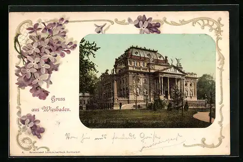 AK Wiesbaden, Königliches Schauspielhaus, Passepartout