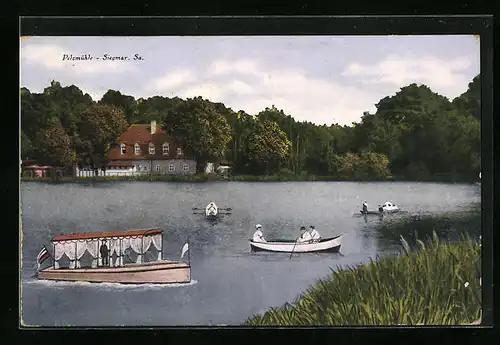AK Siegmar /Sa., Restaurant Pelzmühle mit Booten