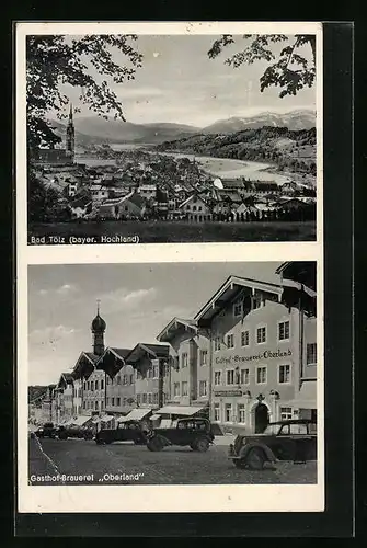 AK Bad Tölz /Bayer. Hochland, Gasthof-Brauerei Oberland, Teilansicht