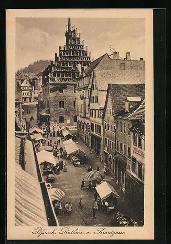 AK Pössneck, Rathaus und Krautgasse