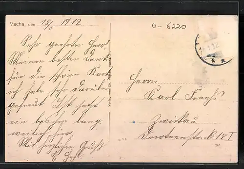 AK Vacha, Strassenpartie mit Kaiserlichem Postamt