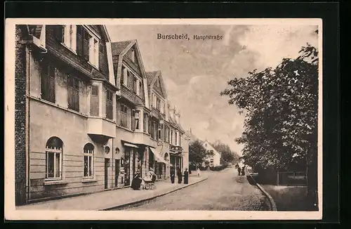 AK Burscheid, Strassenpartie mit Café an der Hauptstrasse
