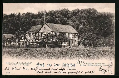 AK Hoffnungsthal bei Forsbach /Sülzthal, Gasthof Lehmbacherhof Fachwerkhaus