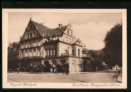 AK Bergisch Gladbach, Partie am Gasthaus Bergischer Löwe