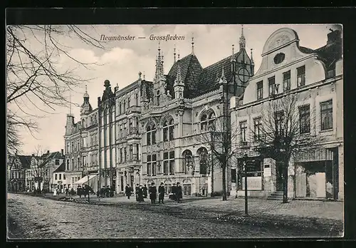 AK Neumünster-Grossflecken, Strassenpartie in der Altstadt