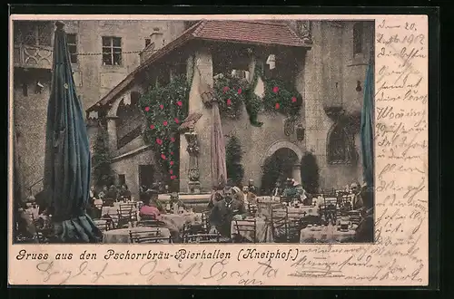 AK München, Biergarten der Pschorrbräu-Bierhallen