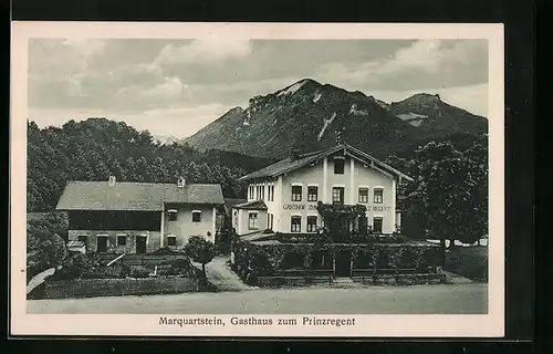AK Marquartstein, Gasthaus zum Prinzregent mit Berglandschaft