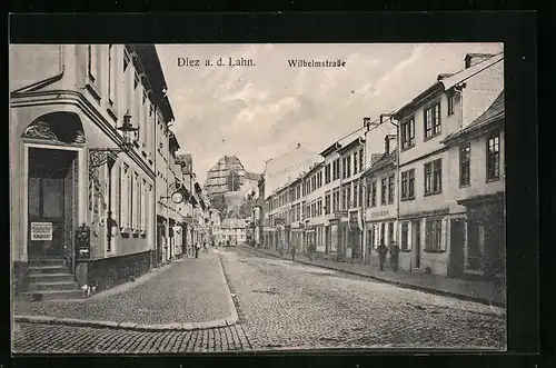 AK Diez a. d. Lahn, Wilhelmstrasse mit Geschäften