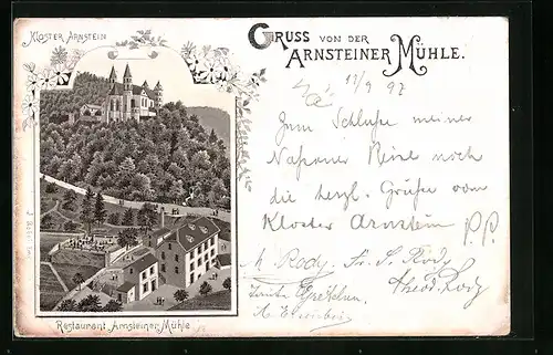 Lithographie Arnstein, Restaurant Arnsteiner Mühle