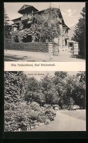 AK Bad Reichenhall, Villa Feldschlössl, Partie im Garten