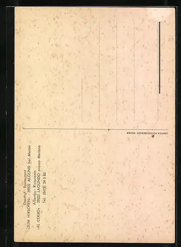 AK Algund bei Meran, Gasthof zum Hirschen