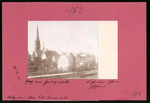 Fotografie Brück & Sohn Meissen, Ansicht Geringswalde, Partie mit Bankgebäude und Blick zur Kirche