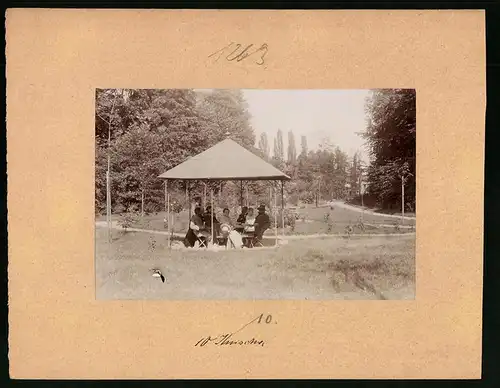 Fotografie Brück & Sohn Meissen, Ansicht Bad Kreischa, Pavillon im Anstaltspark des Dr. med. F. Bastels Sanatorium