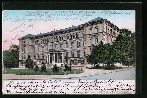 AK Winterthur, Technikum mit Anlage und Strasse