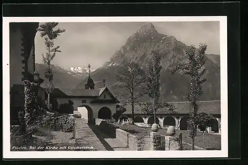 AK Flüelen, Partie bei der Kirche mit Gitschenstock