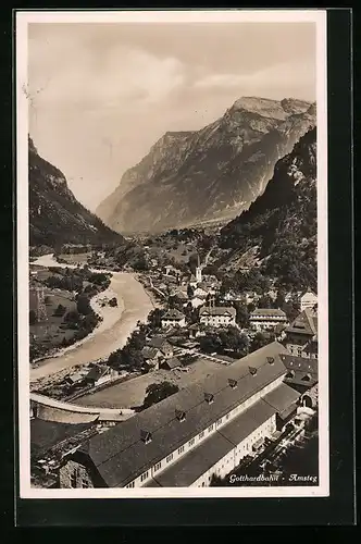 AK Amsteg, Ortsansicht an der Gotthardbahn