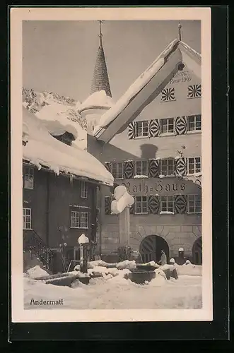 AK Andermatt, Rathaus im Schnee