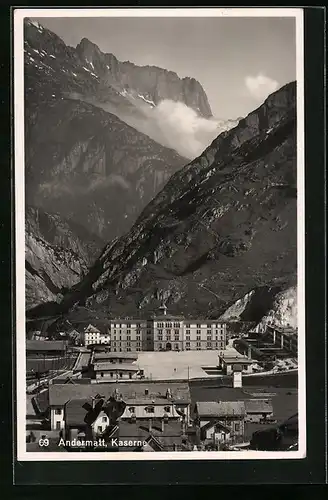 AK Andermatt, Kaserne aus der Vogelschau