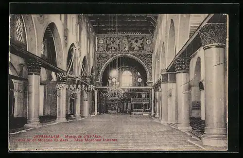 AK Jerusalem, Interior of Mosque El-Aksa
