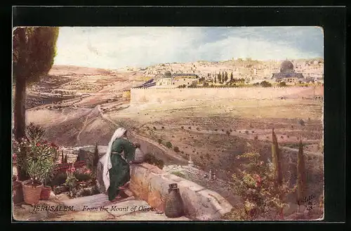 AK Jerusalem, Ortsansicht vom Ölberg aus gesehen