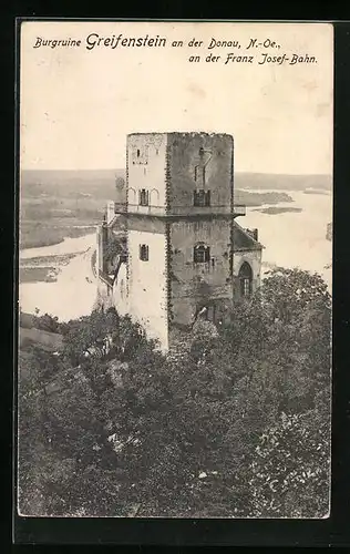 AK Greifenstein a. d. Donau, Burgruine über der Donau