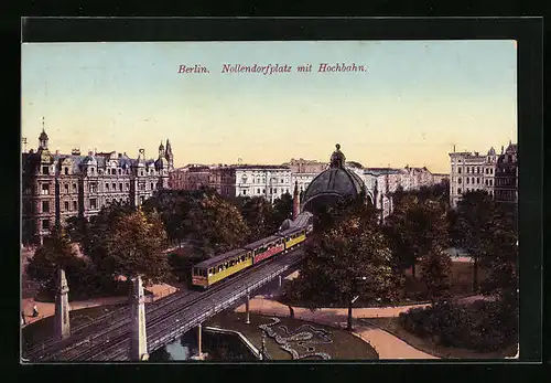 AK Berlin, Nollendorfplatz mit Hochbahn aus der Vogelschau