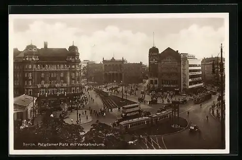 AK Berlin, Potsdamer Platz mit Verkehrsturm