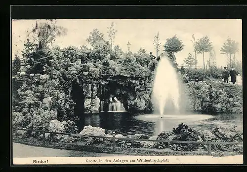 AK Berlin-Rixdorf, Grotte in den Anlagen am Wildenbruchplatz