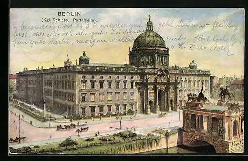 AK Berlin, Portalseite des Kgl. Schlosses