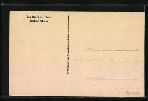 AK Berlin-Dahlem, Blick zum Burckhardthaus