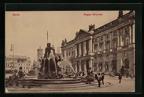 AK Berlin, Blick zum Begas-Brunnen auf dem Schlossplatz