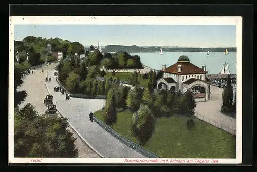 AK Berlin-Tegel, Uferpromenade aus der Vogelschau