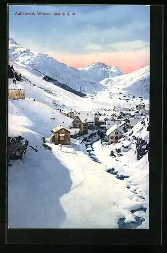 AK Andermatt, Gesamtansicht im Winter