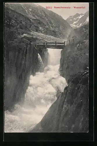 AK Göschenen, Partie mit Wasserfall