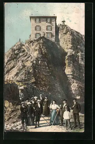 AK Säntis, Wanderer vor der meteorolog. Station