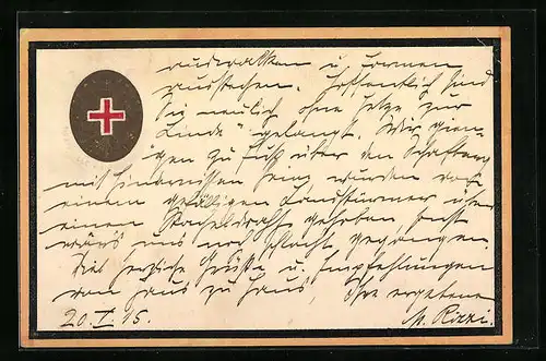 Präge-AK Offizielle Kriegsfürsorge, Wappen mit Rotem Kreuz