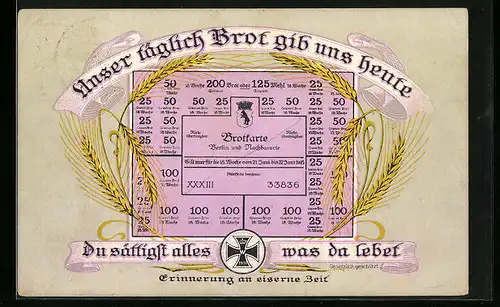 AK Brotkarte für Berlin und Nachbarorte