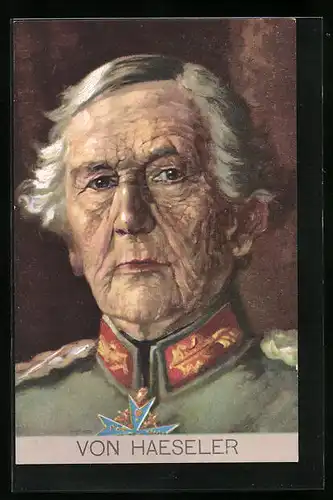 Künstler-AK Portrait Heerführer von Haeseler in Uniform mit Orden