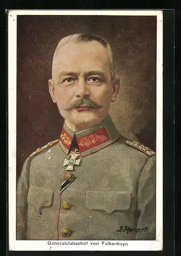 Künstler-AK Heerführer Generalstabschef von Falkenhayn in Uniform