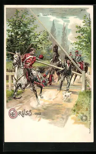 Lithographie Durch!, Soldaten der Kavallerie