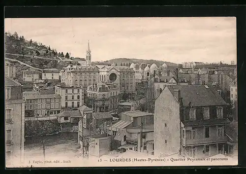 AK Lourdes, Quartier Peyramale et panorama